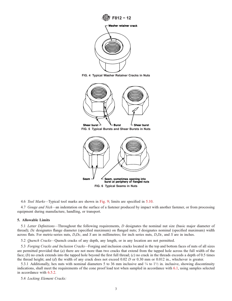 REDLINE ASTM F812-12 - Standard Specification for  Surface Discontinuities of Nuts, Inch and Metric Series