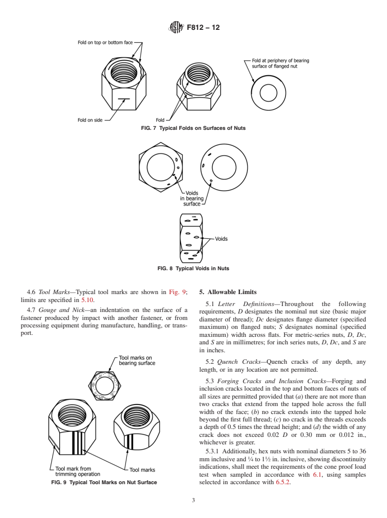 ASTM F812-12 - Standard Specification for  Surface Discontinuities of Nuts, Inch and Metric Series