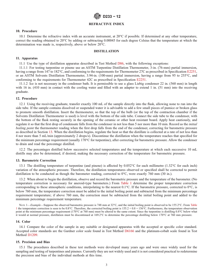 REDLINE ASTM D233-12 - Standard Test Methods of  Sampling and Testing Turpentine