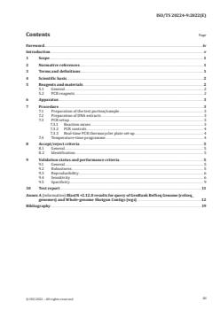 ISO/TS 20224-9:2022 - Molecular biomarker analysis — Detection of animal-derived materials in foodstuffs and feedstuffs by real-time PCR — Part 9: Goose DNA detection method
Released:5. 10. 2022 - Page 3 preview