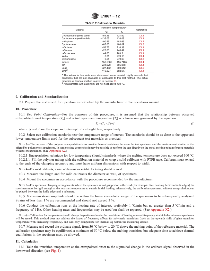 REDLINE ASTM E1867-12 - Standard Test Method for  Temperature Calibration of Dynamic Mechanical Analyzers