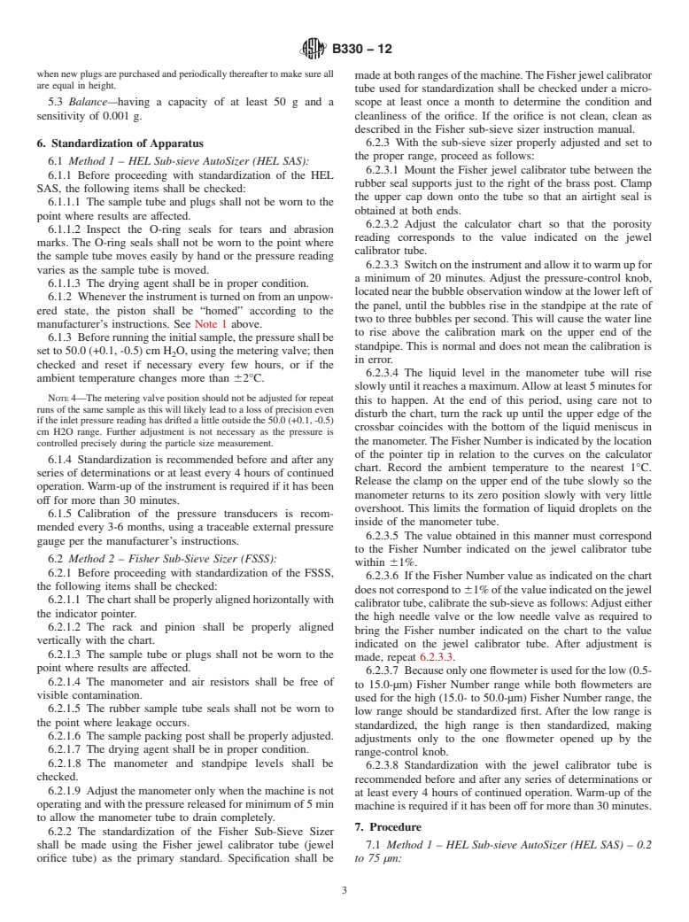 ASTM B330-12 - Standard Test Methods for  Estimating Average Particle Size of Metal Powders and Related  Compounds Using Air Permeability