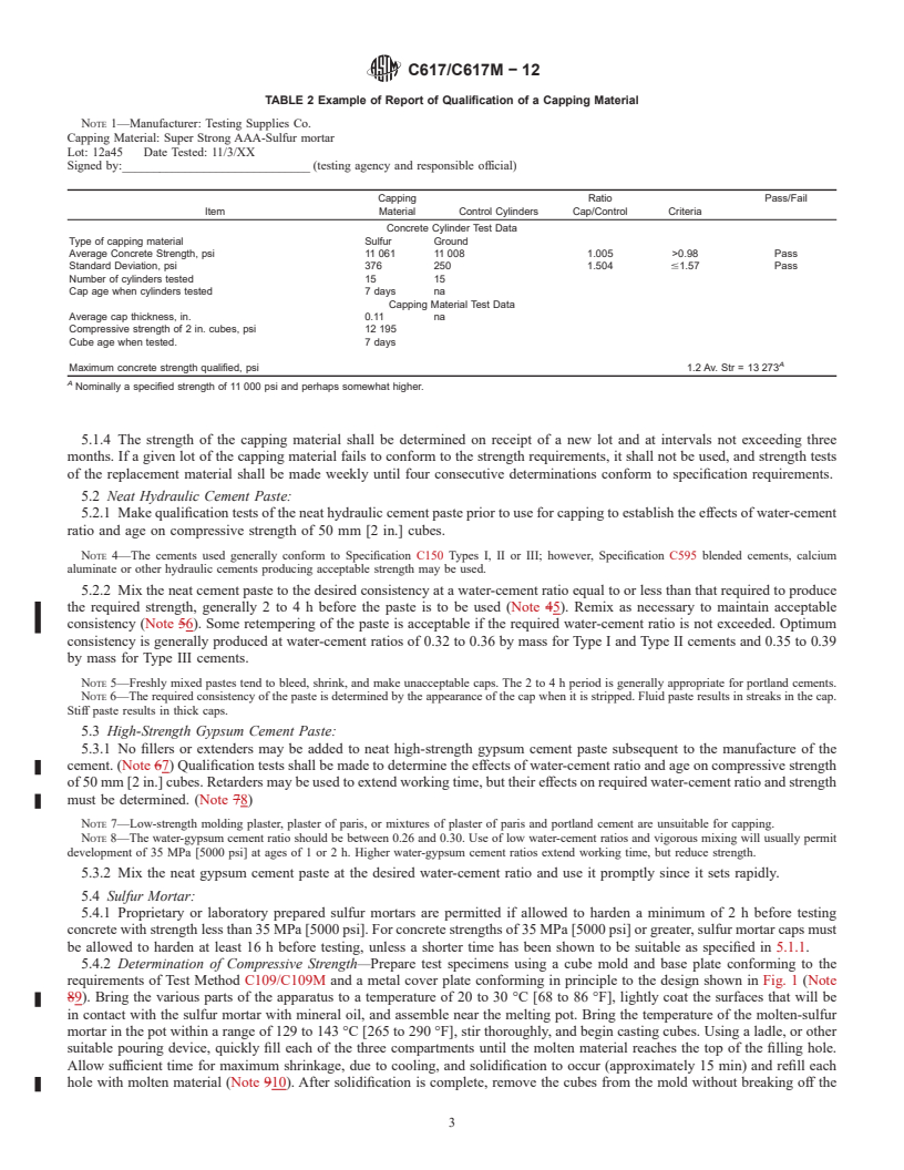 REDLINE ASTM C617/C617M-12 - Standard Practice for  Capping Cylindrical Concrete Specimens