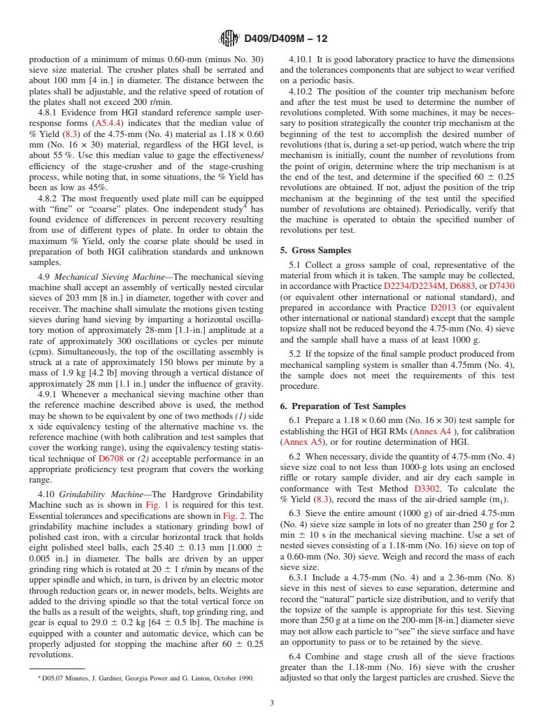 ASTM D409/D409M-12 - Standard Test Method for  Grindability of Coal by the Hardgrove-Machine Method