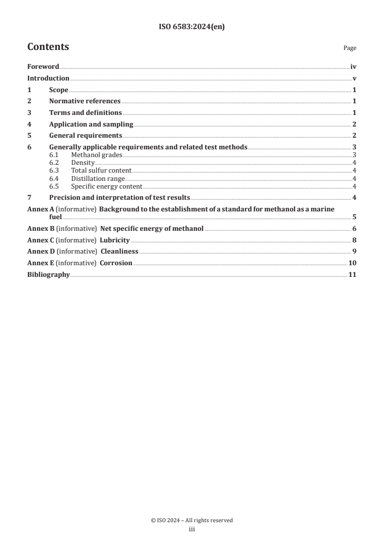 ISO 6583:2024 - Methanol as a fuel for marine applications — General requirements and specifications
Released:11/15/2024