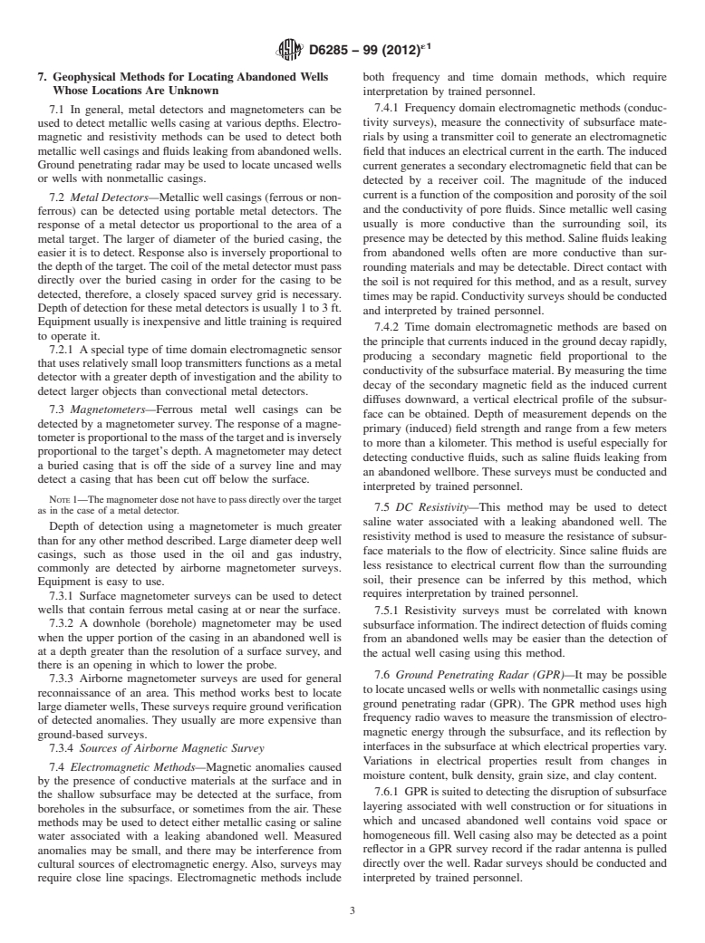 ASTM D6285-99(2012)e1 - Standard Guide for  Locating Abandoned Wells