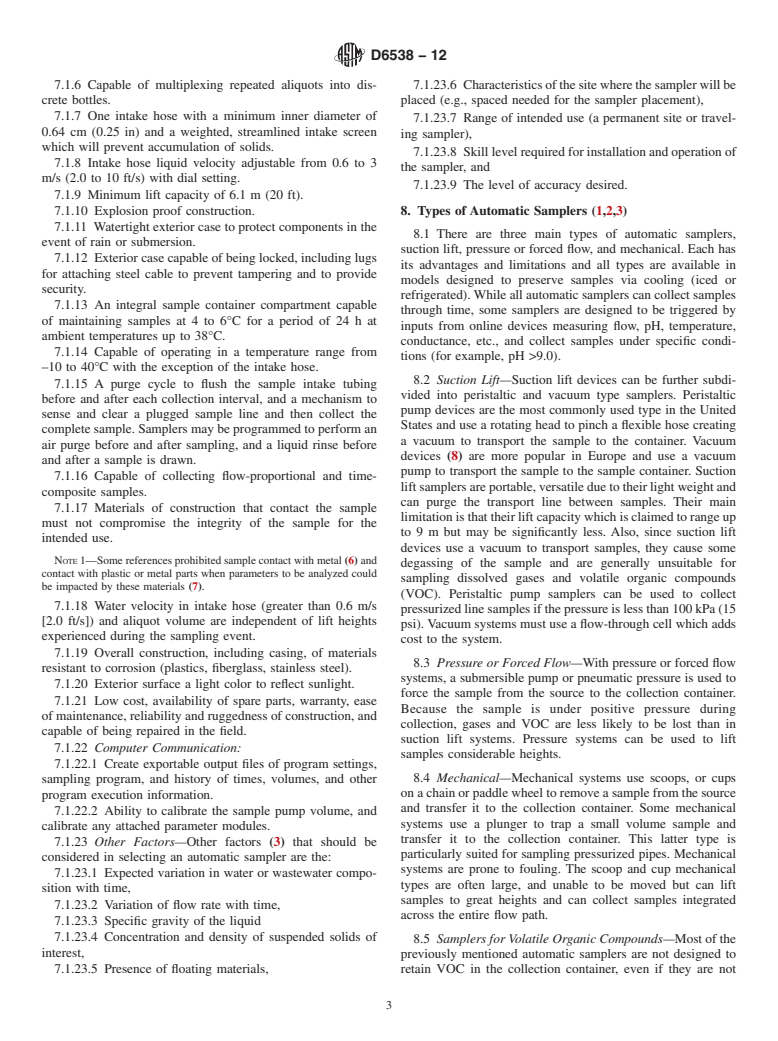 ASTM D6538-12 - Standard Guide for  Sampling Wastewater With Automatic Samplers