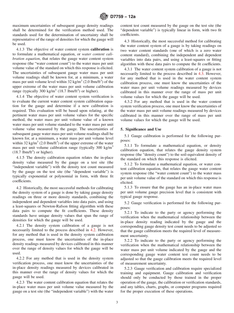 ASTM D7759-12a - Standard Guide for  Nuclear Surface Moisture and Density Gauge Calibration