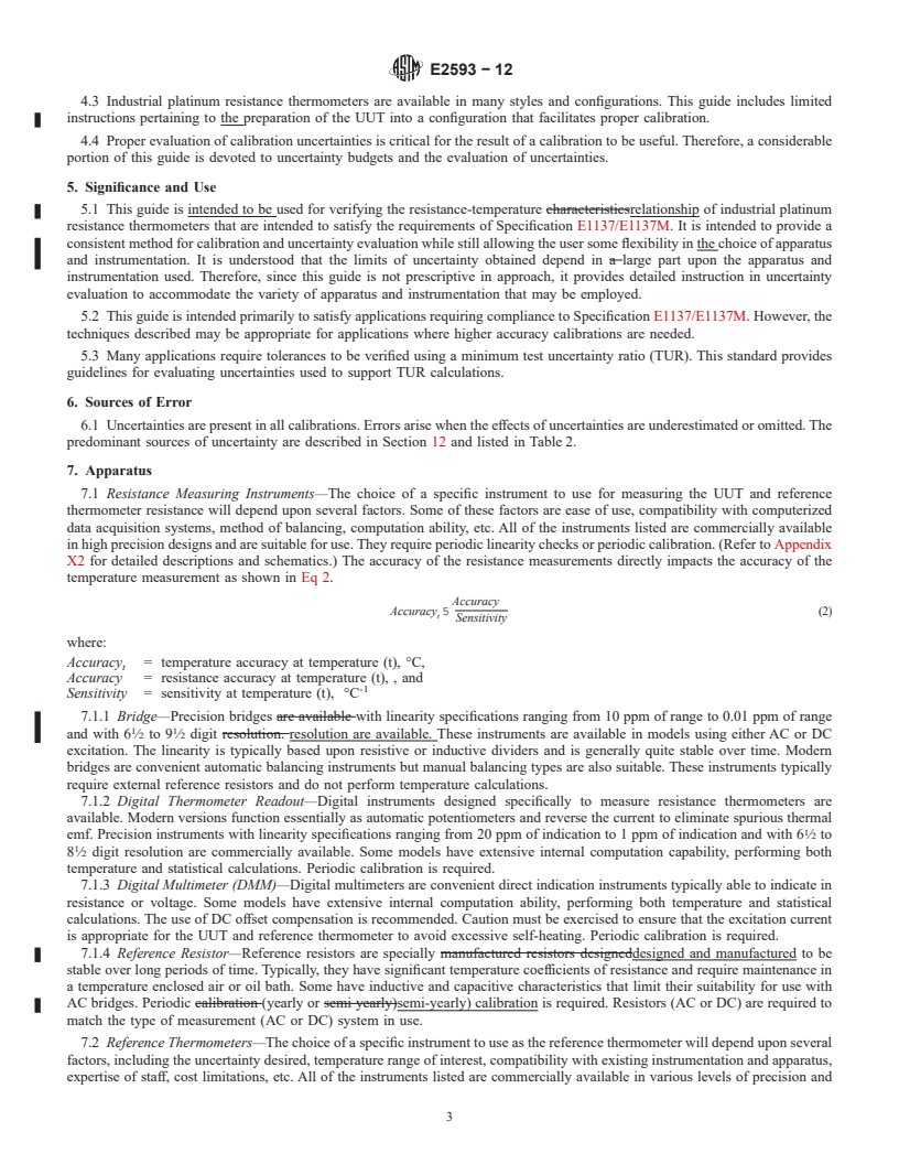 REDLINE ASTM E2593-12 - Standard Guide for  Accuracy Verification of Industrial Platinum Resistance Thermometers