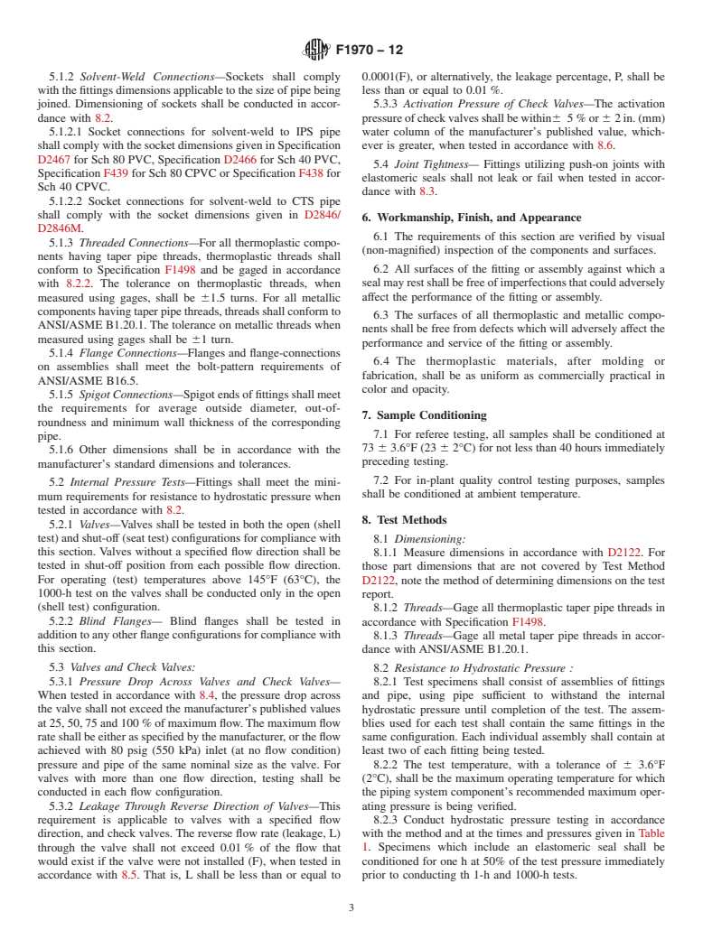 ASTM F1970-12 - Standard Specification for Special Engineered Fittings, Appurtenances or Valves for use in Poly (Vinyl Chloride) (PVC) or Chlorinated Poly (Vinyl Chloride) (CPVC) Systems