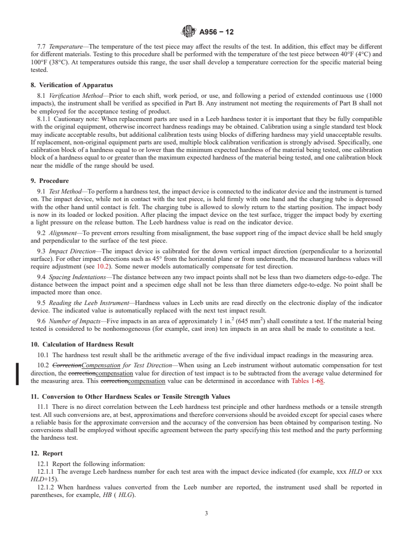 REDLINE ASTM A956-12 - Standard Test Method for  Leeb Hardness Testing of Steel Products