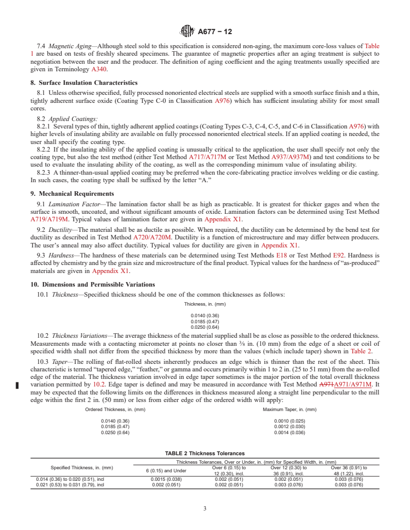 REDLINE ASTM A677-12 - Standard Specification for Nonoriented Electrical Steel Fully Processed Types