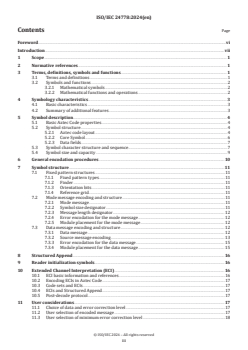 ISO/IEC 24778:2024 ISO/IEC 24778:2024 - Information technology — Automatic identification and data capture techniques — Aztec Code bar code symbology specification
Released:9. 04. 2024 - Page 3 preview