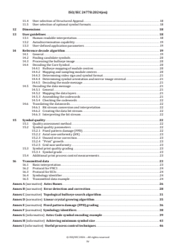 ISO/IEC 24778:2024 ISO/IEC 24778:2024 - Information technology — Automatic identification and data capture techniques — Aztec Code bar code symbology specification
Released:9. 04. 2024 - Page 4 preview