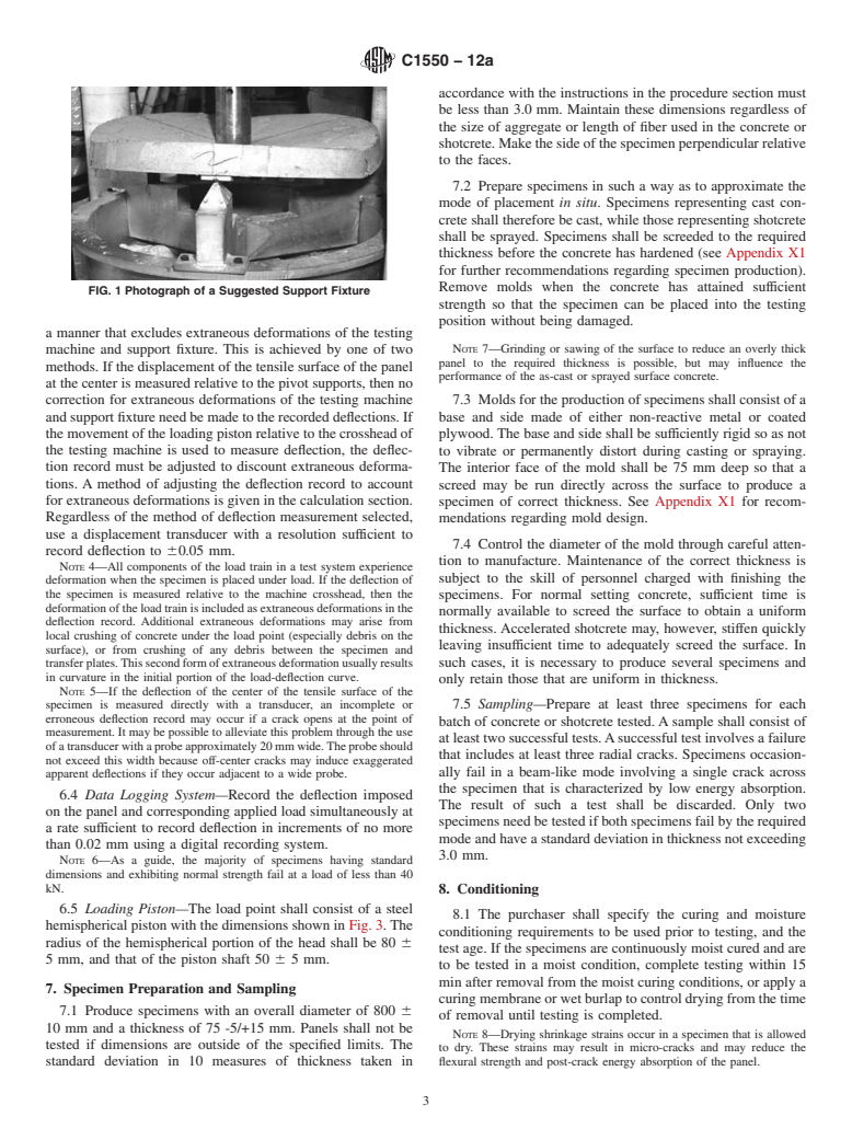 ASTM C1550-12a - Standard Test Method for  Flexural Toughness of Fiber Reinforced Concrete (Using Centrally  Loaded Round Panel)