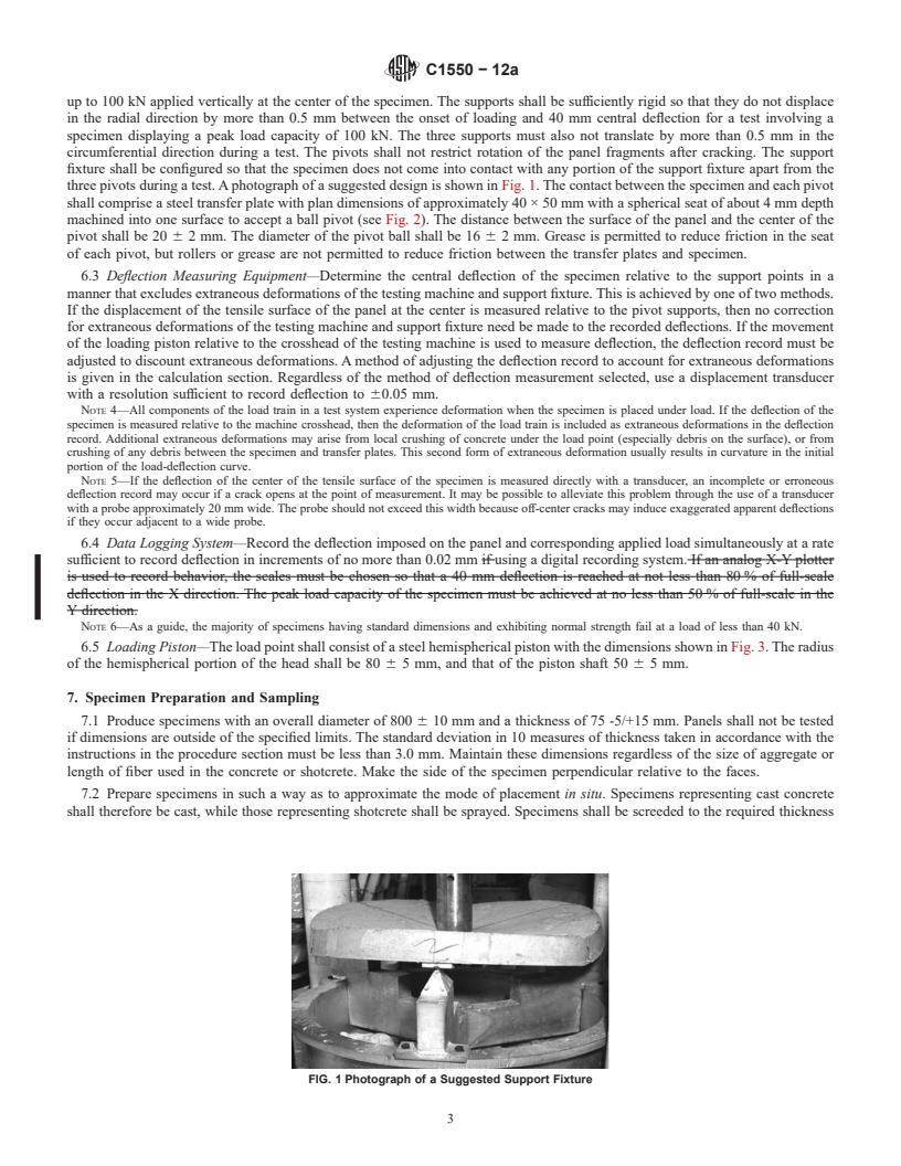 REDLINE ASTM C1550-12a - Standard Test Method for  Flexural Toughness of Fiber Reinforced Concrete (Using Centrally  Loaded Round Panel)