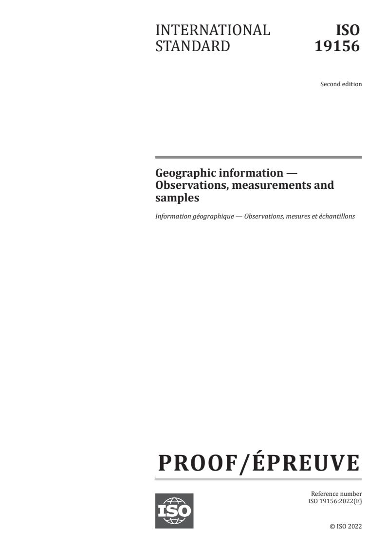 ISO 19156 - Geographic information — Observations, measurements and samples
Released:12/16/2022