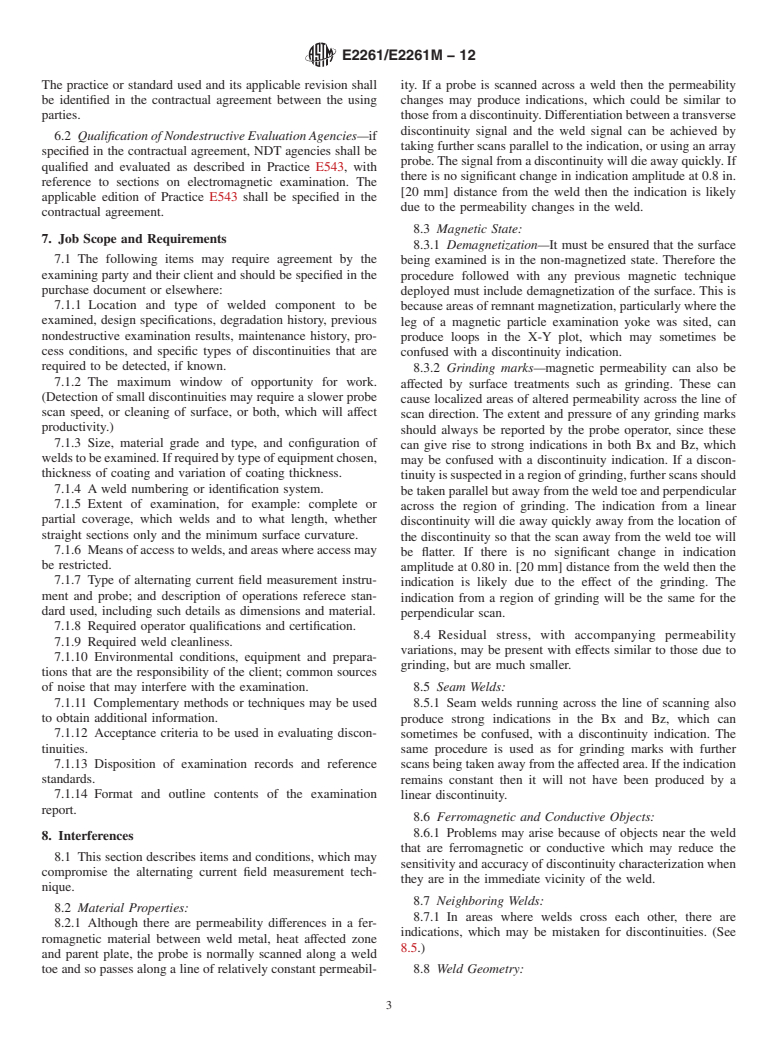 ASTM E2261/E2261M-12 - Standard Practice for Examination of Welds Using the Alternating Current Field Measurement  Technique