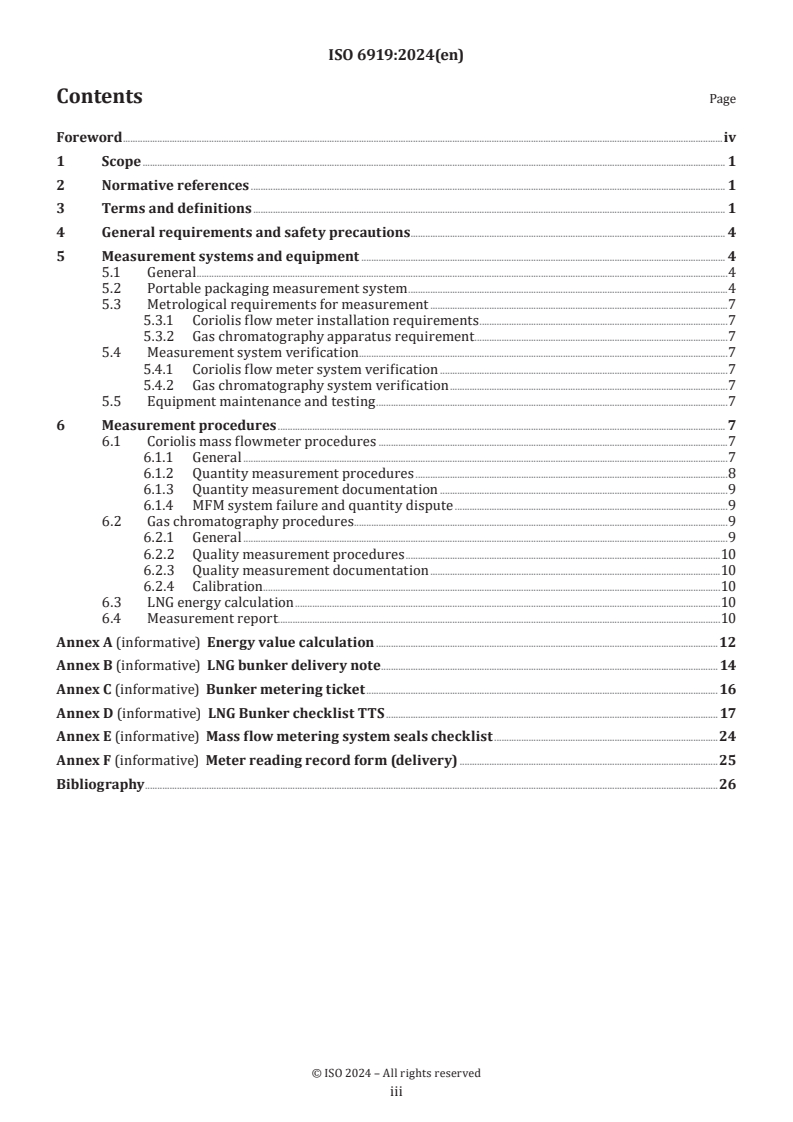 ISO 6919:2024 - Measurement of refrigerated hydrocarbon and non-petroleum based liquefied gaseous fuels — Dynamic measurement of liquefied natural gas (LNG) as marine fuel — Truck-to-ship (TTS) bunkering
Released:2. 07. 2024