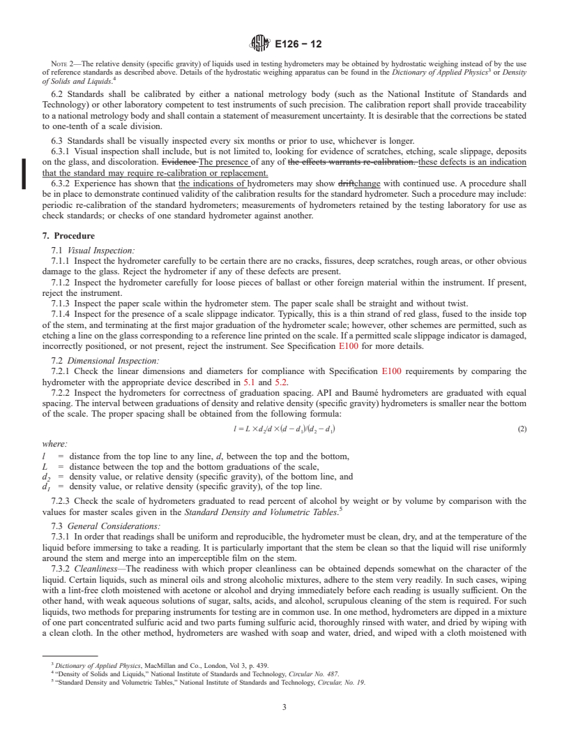 REDLINE ASTM E126-12 - Standard Test Method for  Inspection, Calibration, and Verification of ASTM Hydrometers