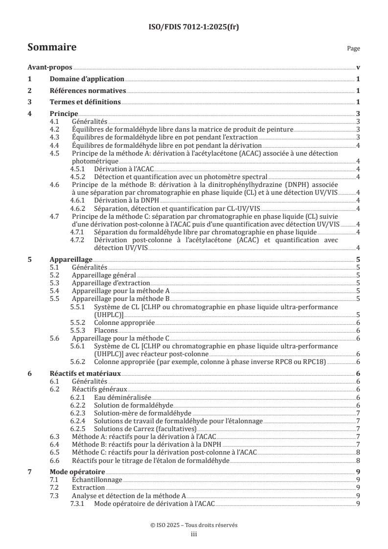 ISO/FDIS 7012-1 - Peintures et vernis — Dosage des agents de préservation dans les produits de peinture diluables à l’eau — Partie 1: Dosage du formaldéhyde libre en pot
Released:16. 01. 2025