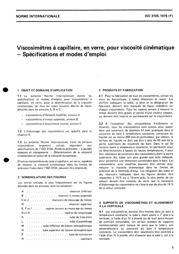 ISO 3105:1976 - Viscosimetres a capillaire, en verre, pour viscosité cinématique -- Spécifications et modes d'emploi