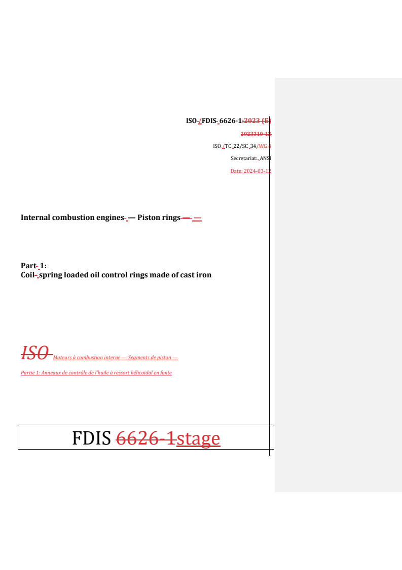 ISO/FDIS 6626-1 - Internal combustion engines — Piston rings — Part 1 ...