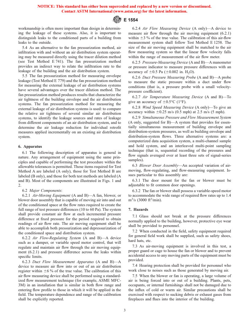 ASTM E1554-94 - Standard Test Methods for Determining External Air Leakage of Air Distribution Systems by Fan Pressurization