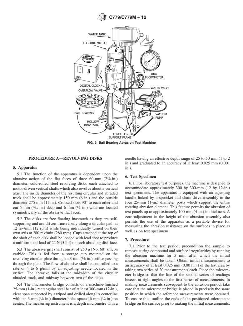 ASTM C779/C779M-12 - Standard Test Method for  Abrasion Resistance of Horizontal Concrete Surfaces