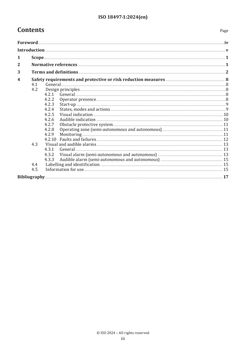 ISO 18497-1:2024 - Agricultural machinery and tractors — Safety of partially automated, semi-autonomous and autonomous machinery — Part 1: Machine design principles and vocabulary
Released:31. 07. 2024