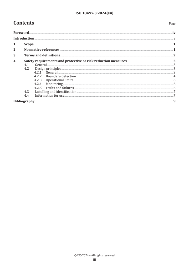 ISO 18497-3:2024 - Agricultural machinery and tractors — Safety of partially automated, semi-autonomous and autonomous machinery — Part 3: Autonomous operating zones
Released:31. 07. 2024