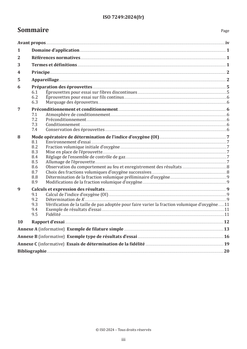 ISO 7249:2024 - Textiles — Fibres — Détermination du comportement au feu au moyen de l’indice d’oxygène
Released:6. 02. 2024