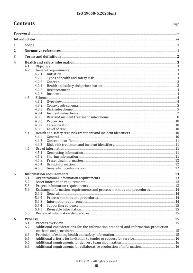 ISO 19650-6:2025 - Organization and digitization of information about buildings and civil engineering works, including building information modelling (BIM) — Information management using building information modelling — Part 6: Health and safety information
Released:13. 01. 2025