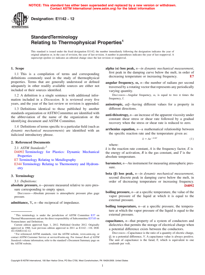 ASTM E1142-12 - Standard Terminology  Relating to Thermophysical Properties