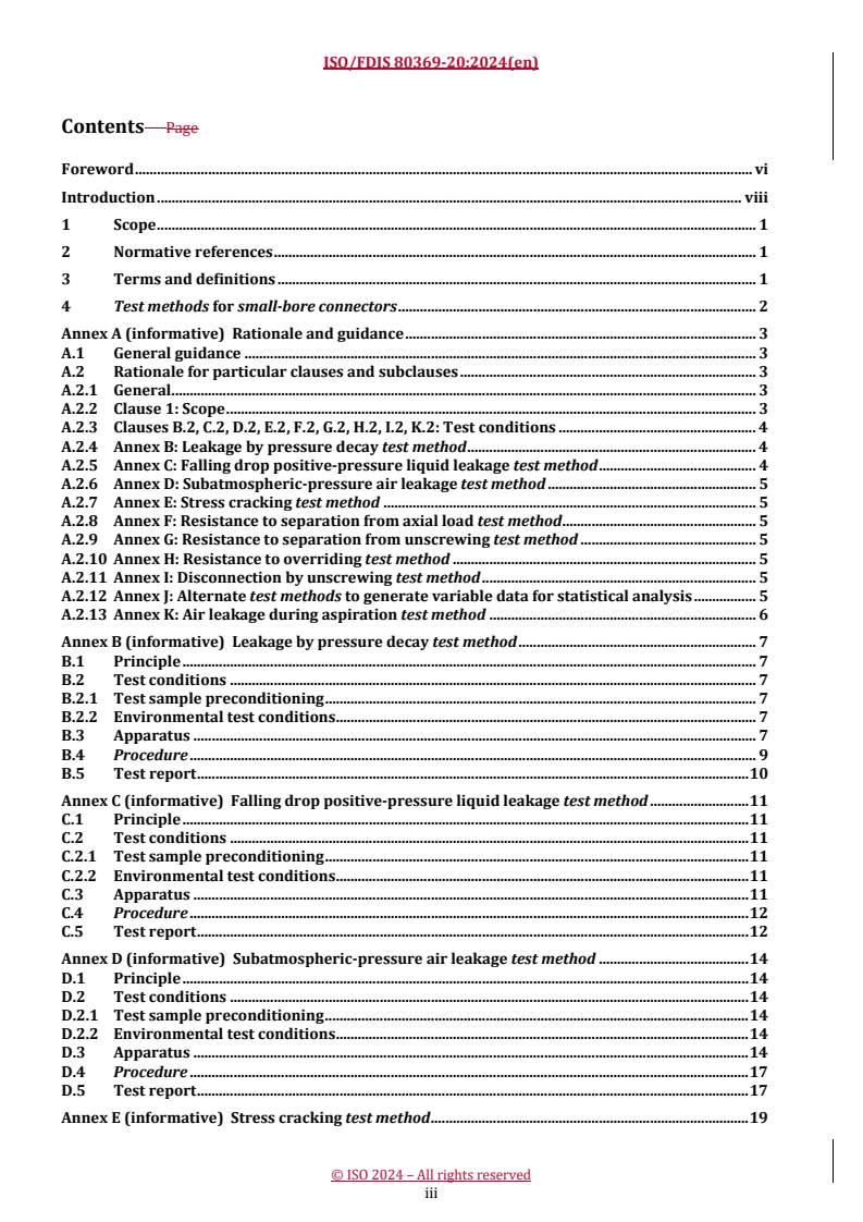 REDLINE ISO/FDIS 80369-20 - Small-bore connectors for liquids and gases in healthcare applications — Part 20: Common test methods
Released:30. 05. 2024