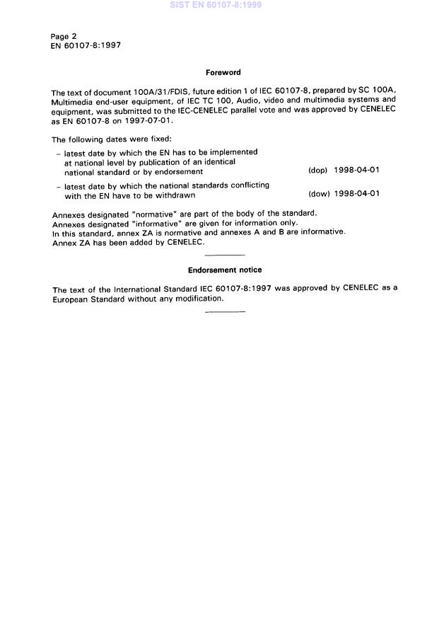 EN 60107-8:1997 EN 60107-8:1999 - Page 4 preview