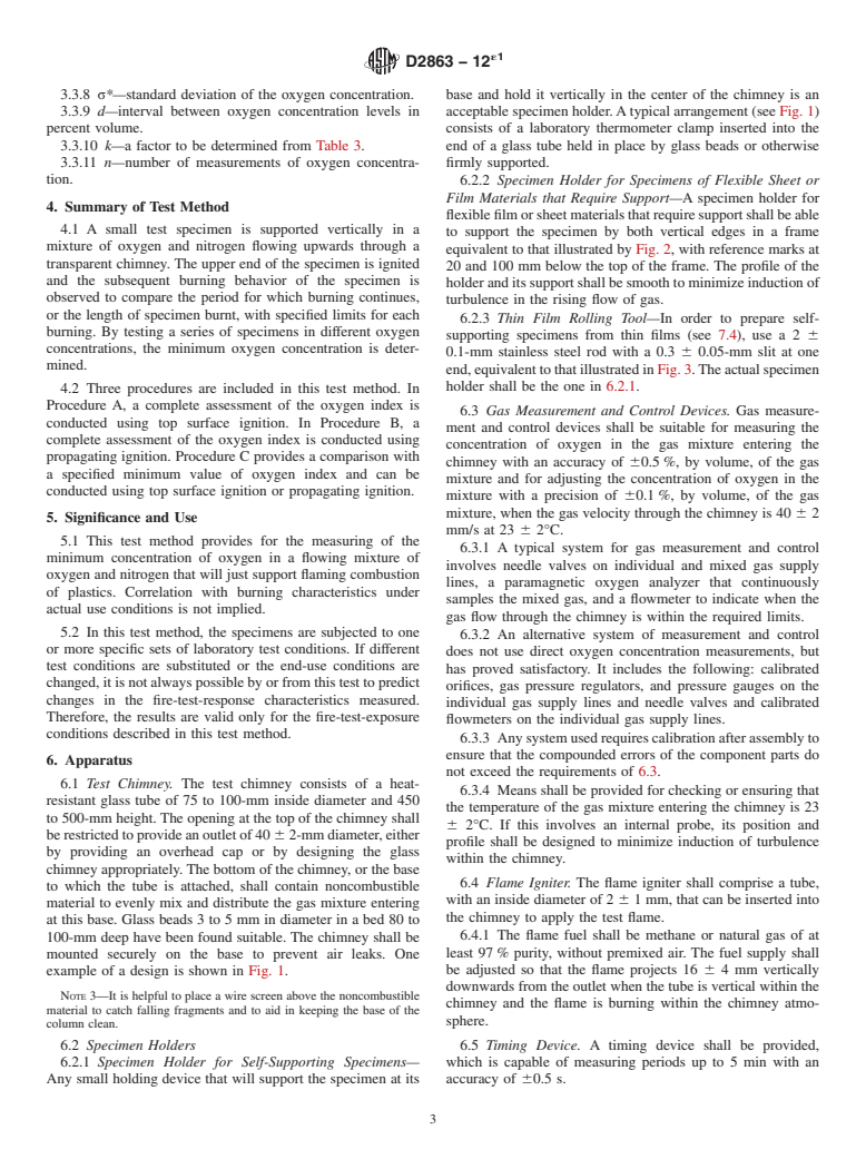 ASTM D2863-12e1 - Standard Test Method for  Measuring the Minimum Oxygen Concentration to Support Candle-Like  Combustion of Plastics (Oxygen Index)