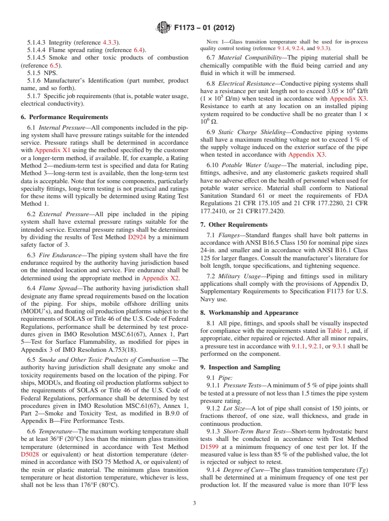 ASTM F1173-01(2012) - Standard Specification for Thermosetting Resin Fiberglass Pipe Systems to Be Used for Marine Applications