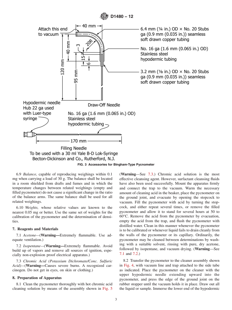 ASTM D1480-12 - Standard Test Method for Density and Relative Density (Specific Gravity) of Viscous Materials by Bingham Pycnometer