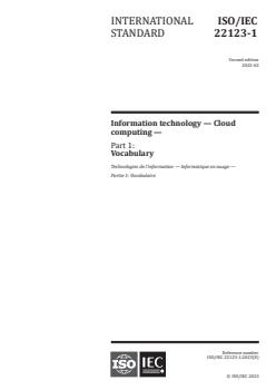 ISO/IEC 22123-1:2023 - Information technology — Cloud computing — Part 1: Vocabulary
Released:2/10/2023 - Page 1 preview