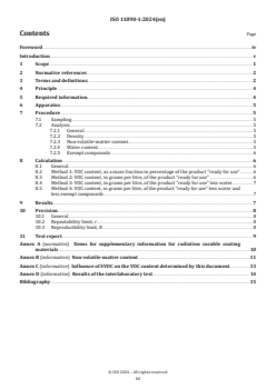 ISO 11890-1:2024 - Paints and varnishes — Determination of volatile organic compounds (VOC) and/or semi volatile organic compounds (SVOC) content — Part 1: Gravimetric method for VOC determination
Released:8. 05. 2024 - Page 3 preview