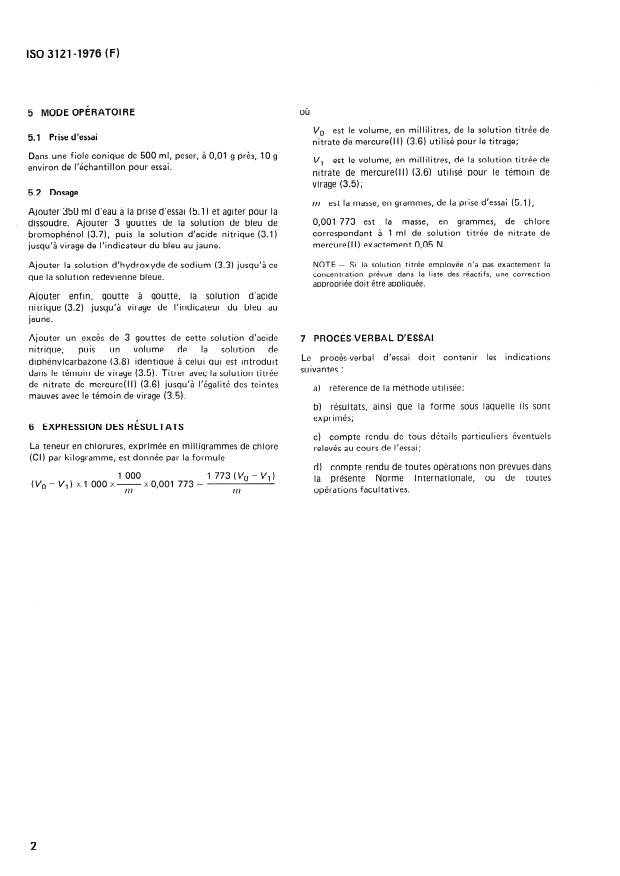 ISO 3121:1976 ISO 3121:1976 - Acide borique, oxyde borique et tétraborates disodiques a usage industriel -- Dosage des chlorures -- Méthode mercurimétrique - Page 4 preview
