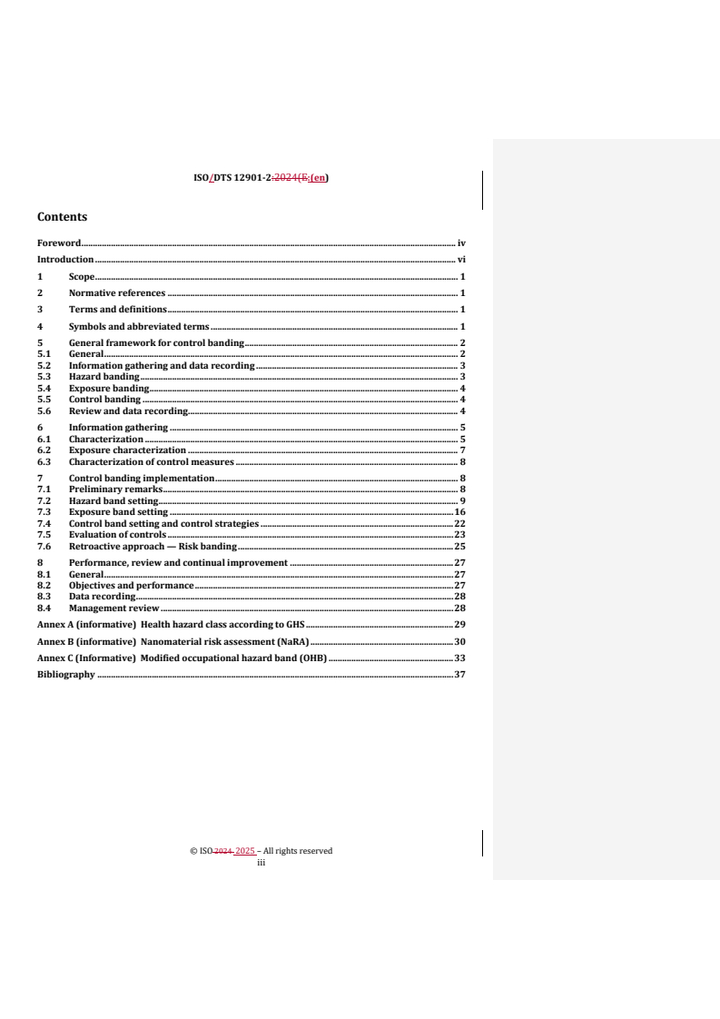 REDLINE ISO/DTS 12901-2 - Nanotechnologies — Occupational risk management applied to engineered nanomaterials — Part 2: Use of the control banding approach
Released:7. 03. 2025