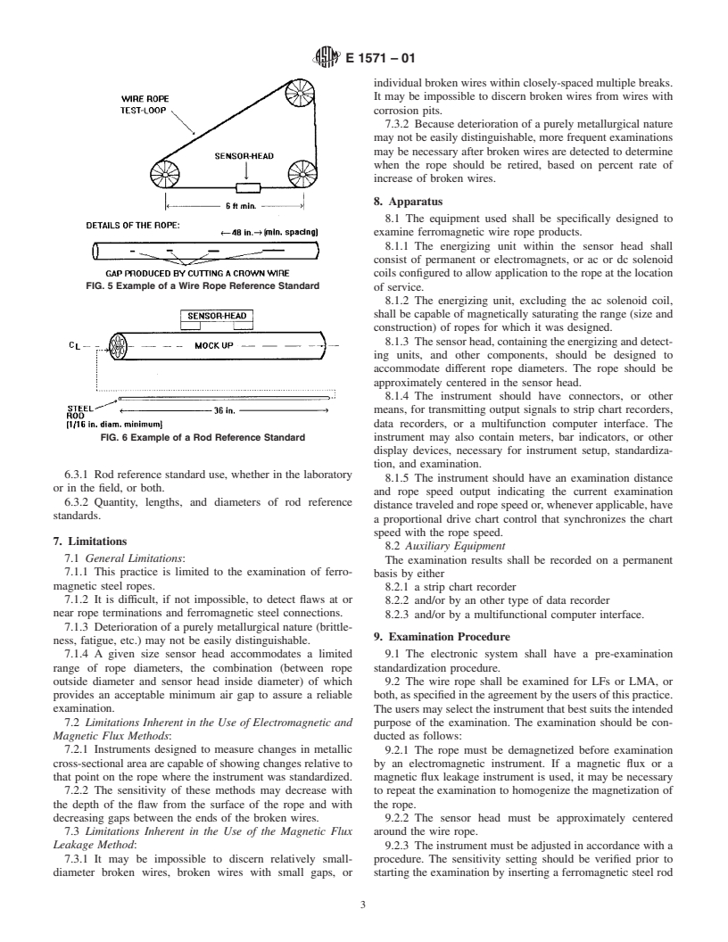 ASTM E1571-01 - Standard Practice for Electromagnetic Examination of Ferromagnetic Steel Wire Rope