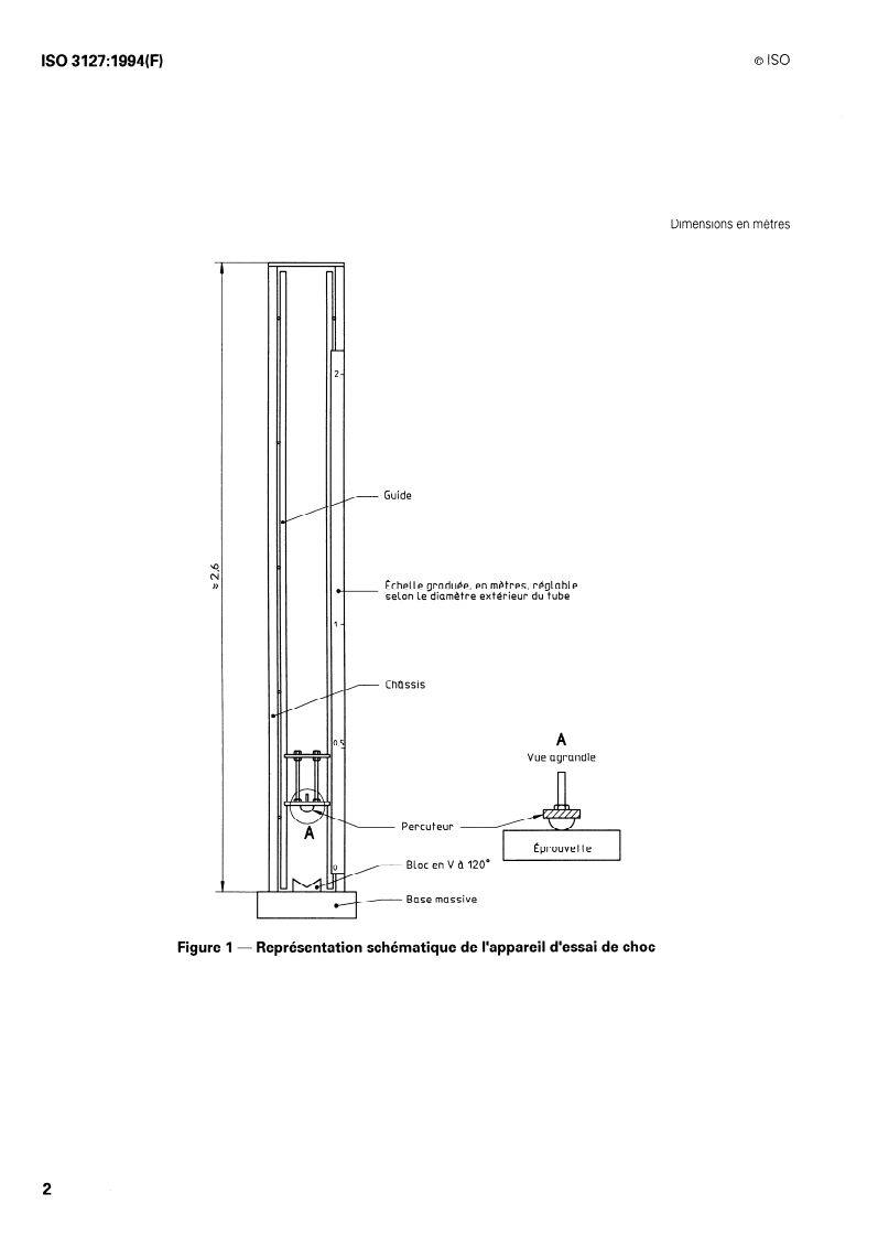 SIST ISO 3127:1995 ISO 3127:1994 - Tubes en matières thermoplastiques — Détermination de la résistance aux chocs extérieurs — Méthode autour du cadran
Released:12/1/1994 - Page 4 preview