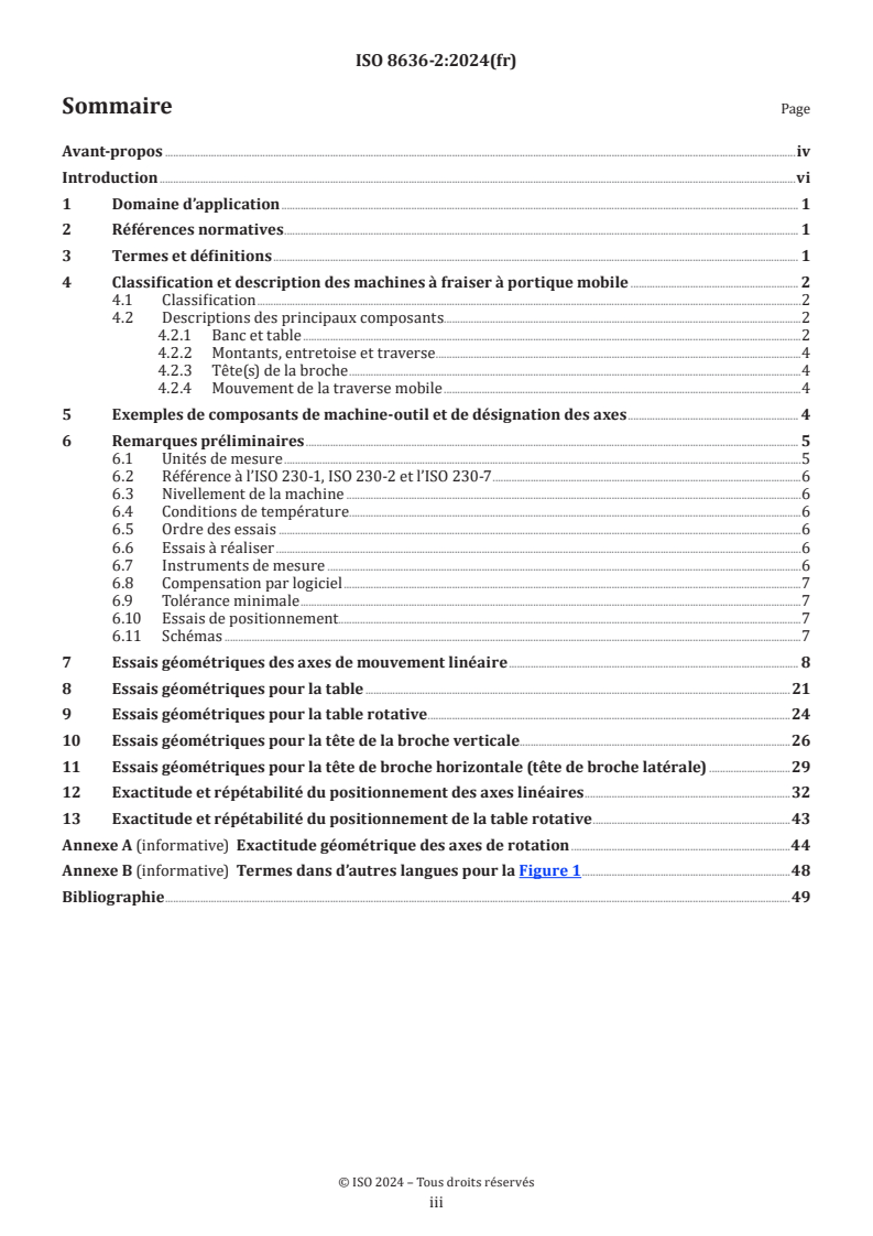 ISO 8636-2:2024 - Machines-outils — Conditions d'essai des machines à fraiser à portique — Partie 2: Contrôle de l'exactitude des machines à portique mobile
Released:4. 09. 2024