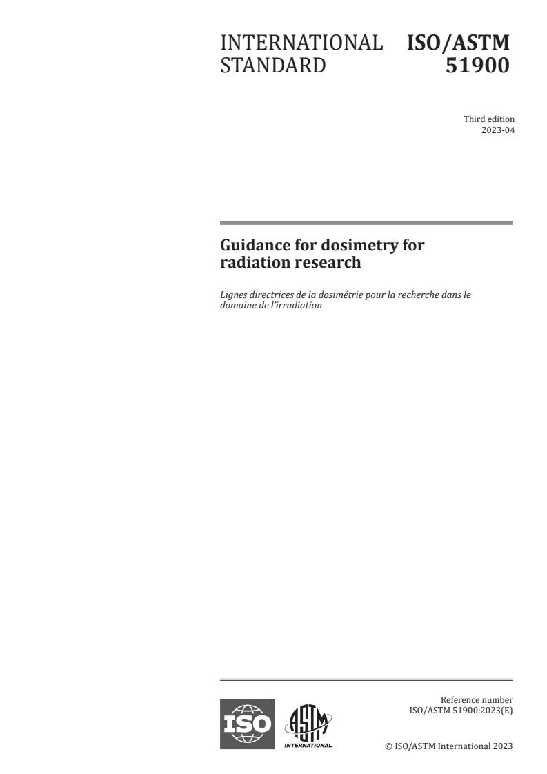ISO/ASTM 51900:2023 - Guidance for dosimetry for radiation research
Released:4. 04. 2023