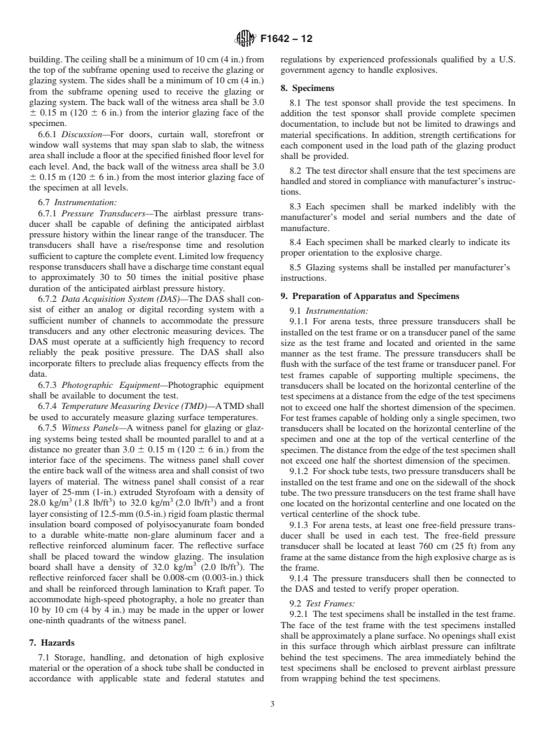 ASTM F1642-12 - Standard Test Method for  Glazing and Glazing Systems Subject to Airblast Loadings