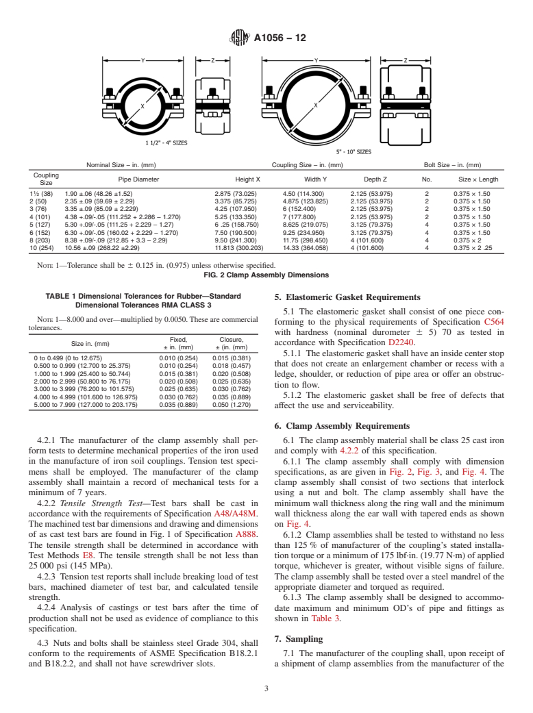 ASTM A1056-12 - Standard Specification for  Cast Iron Couplings Used for Joining Hubless Cast Iron Soil  Pipe and Fittings