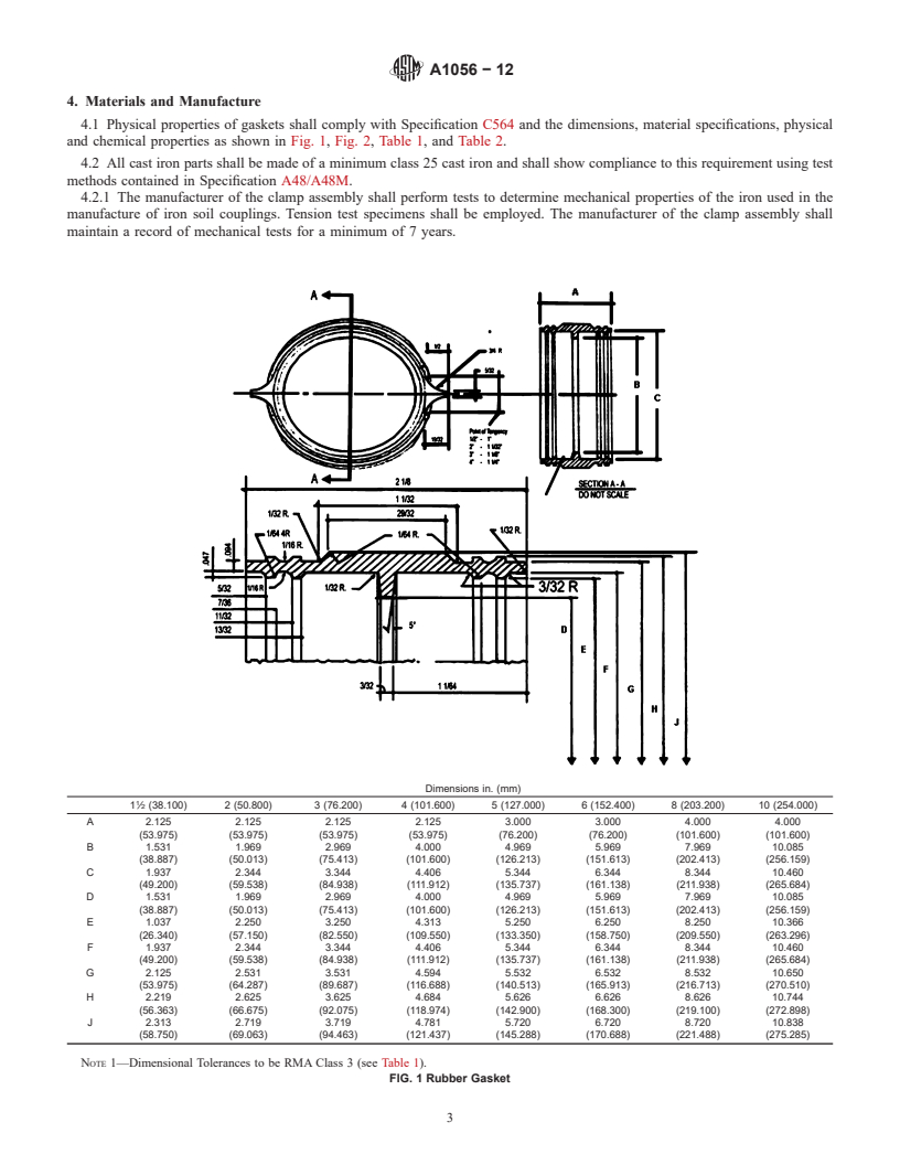 REDLINE ASTM A1056-12 - Standard Specification for  Cast Iron Couplings Used for Joining Hubless Cast Iron Soil  Pipe and Fittings